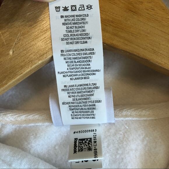 Reebok Hoodie Women’s Size Small Sweatshirt Oversized Athletic Workout Gym White - Picture 6 of 6